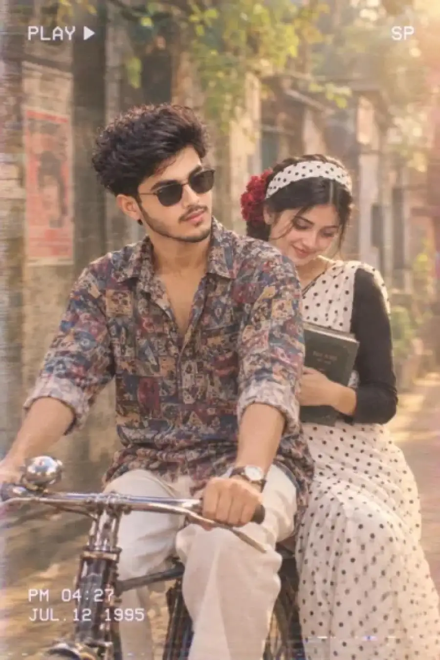 1980s Couple On Cycle Editing Prompt