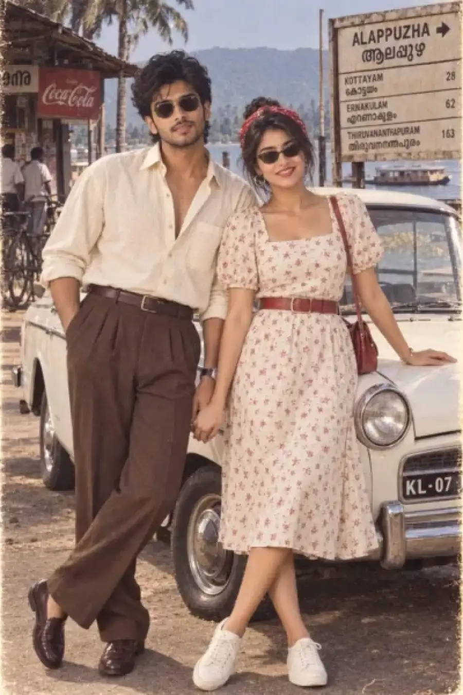 80s Couple With Vintage Cars  Photo Editing Prompts