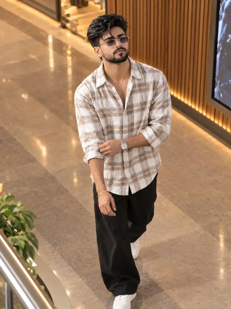 Boys Walking On A Modern Indoor  Shopping Mall   Prompts - AI photo editing prompt image