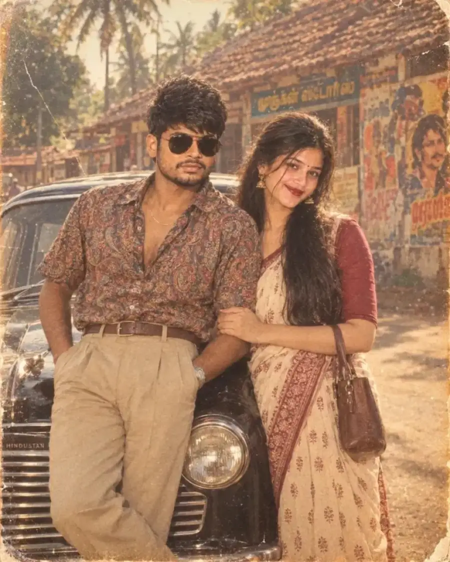 Chatgpt 80s Couple Vintage Cars AI Photo Prompts