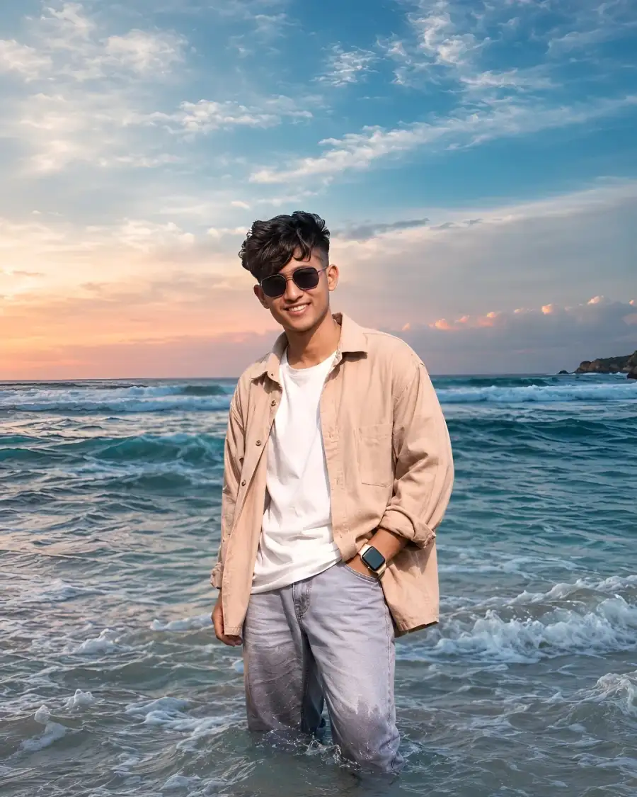 Chatgpt Boys Beach Ocean  Photo Editing Prompts - AI photo editing prompt image
