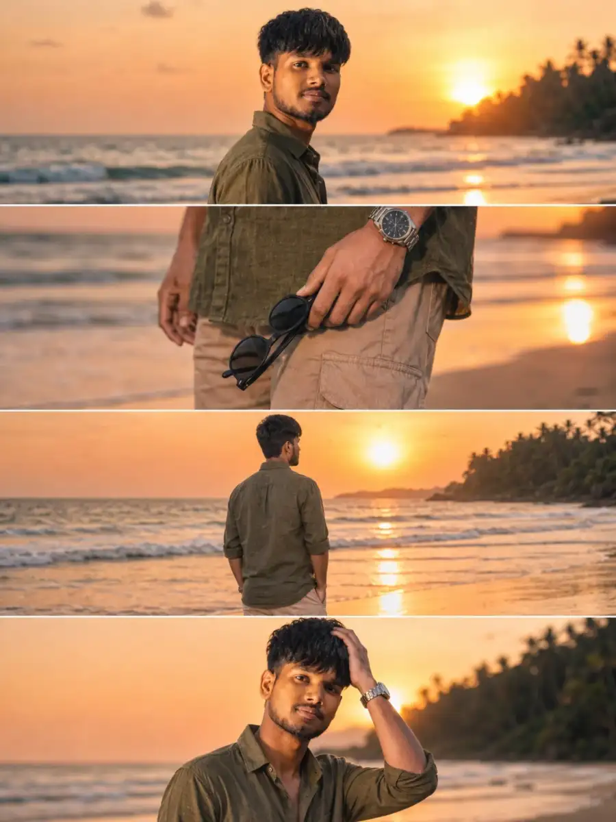 Chatgpt Boys  Cinematic Beach Collage Prompts - AI photo editing prompt image