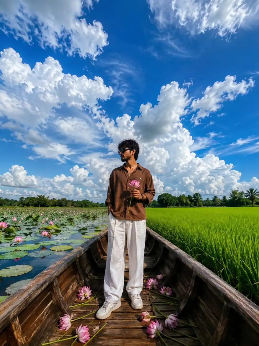 Chatgpt Boys Standing On Boat Blue Sky Prompts - AI photo editing prompt image