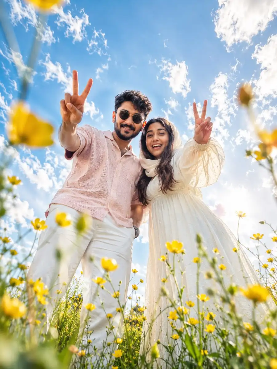Chatgpt Couple Low Angle Blue Sky Prompts Chatgpt Couple Low Angle Blue Sky Prompts - AI photo editing prompt image