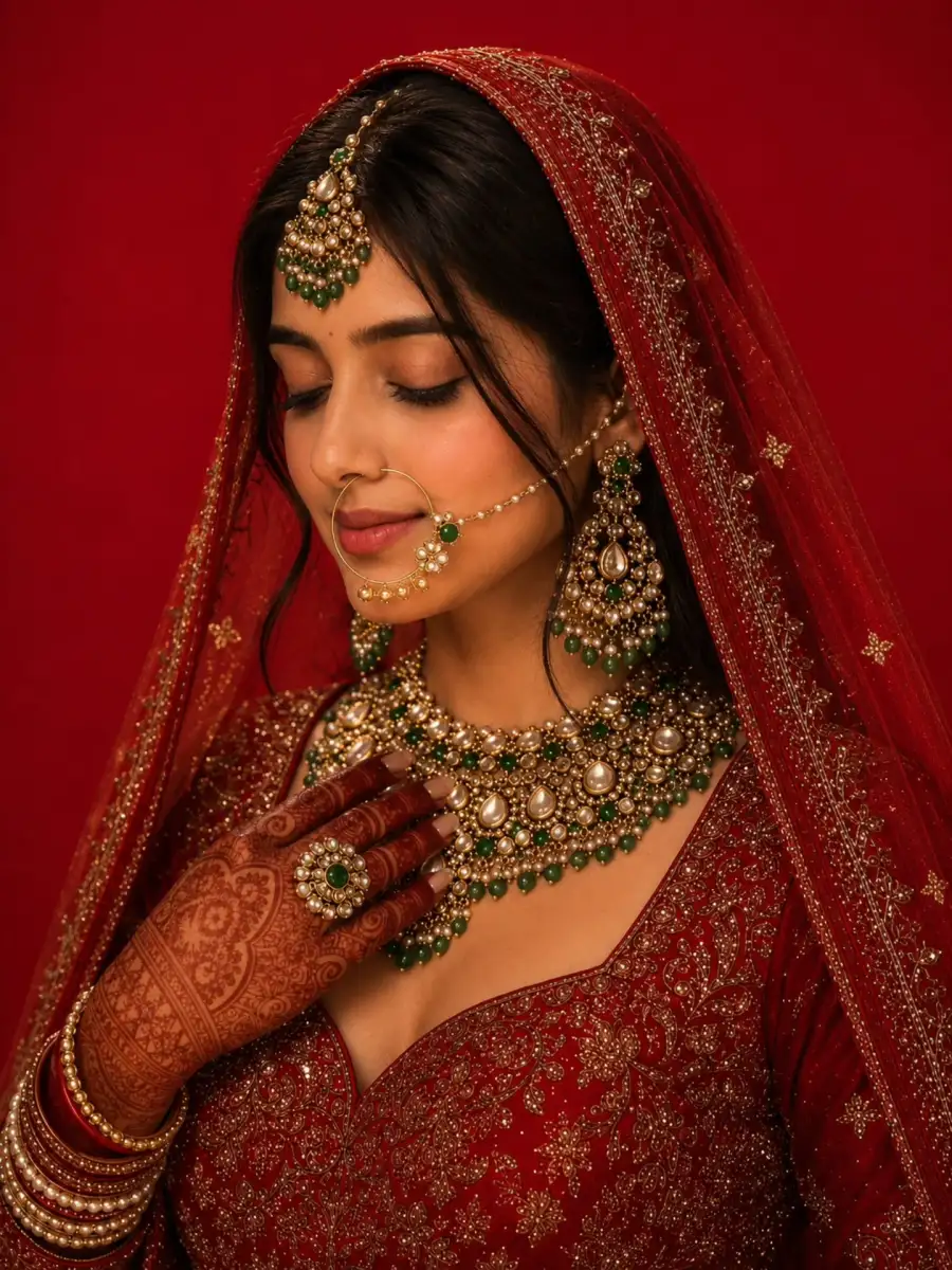 Chatgpt Girl Studio Portrait Indian Bride Prompts - AI photo editing prompt image