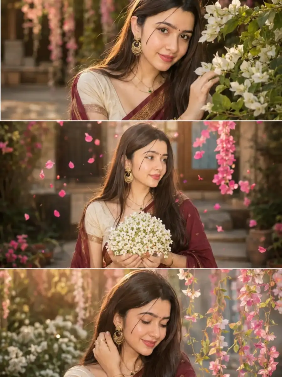 Chatgpt Girl Wearing A Maroon Saree  Prompts - AI photo editing prompt image