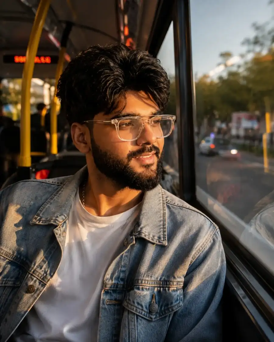Chatgpt Man Sitting Inside A Moving City Bus Prompts - AI photo editing prompt image