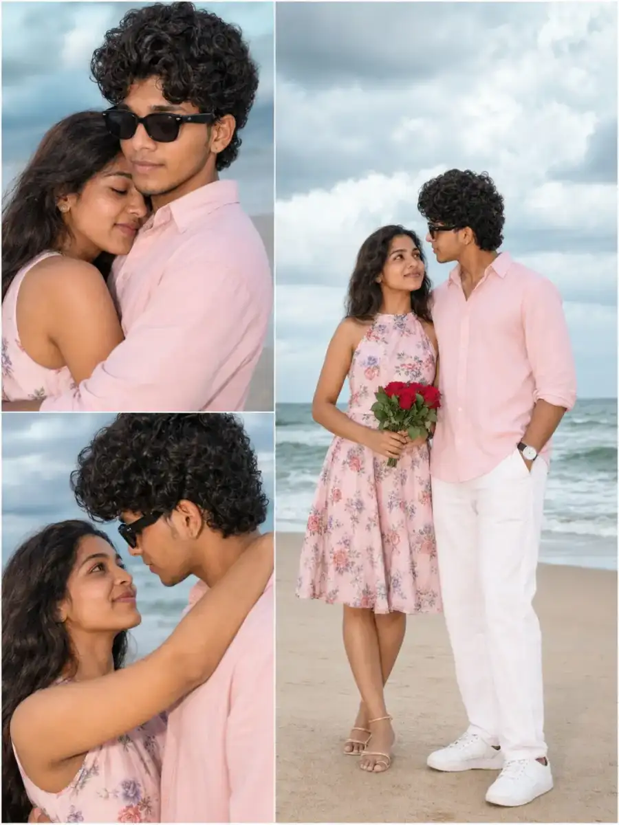 Chatgpt Pre Wedding Beach Photoshoot Collage Prompts Chatgpt Pre Wedding Beach Photoshoot Collage Prompts - AI photo editing prompt image