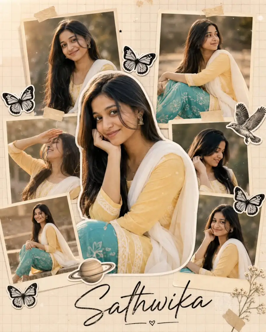 Chatgpt Smiling Girl Collage Style Prompts - AI photo editing prompt image