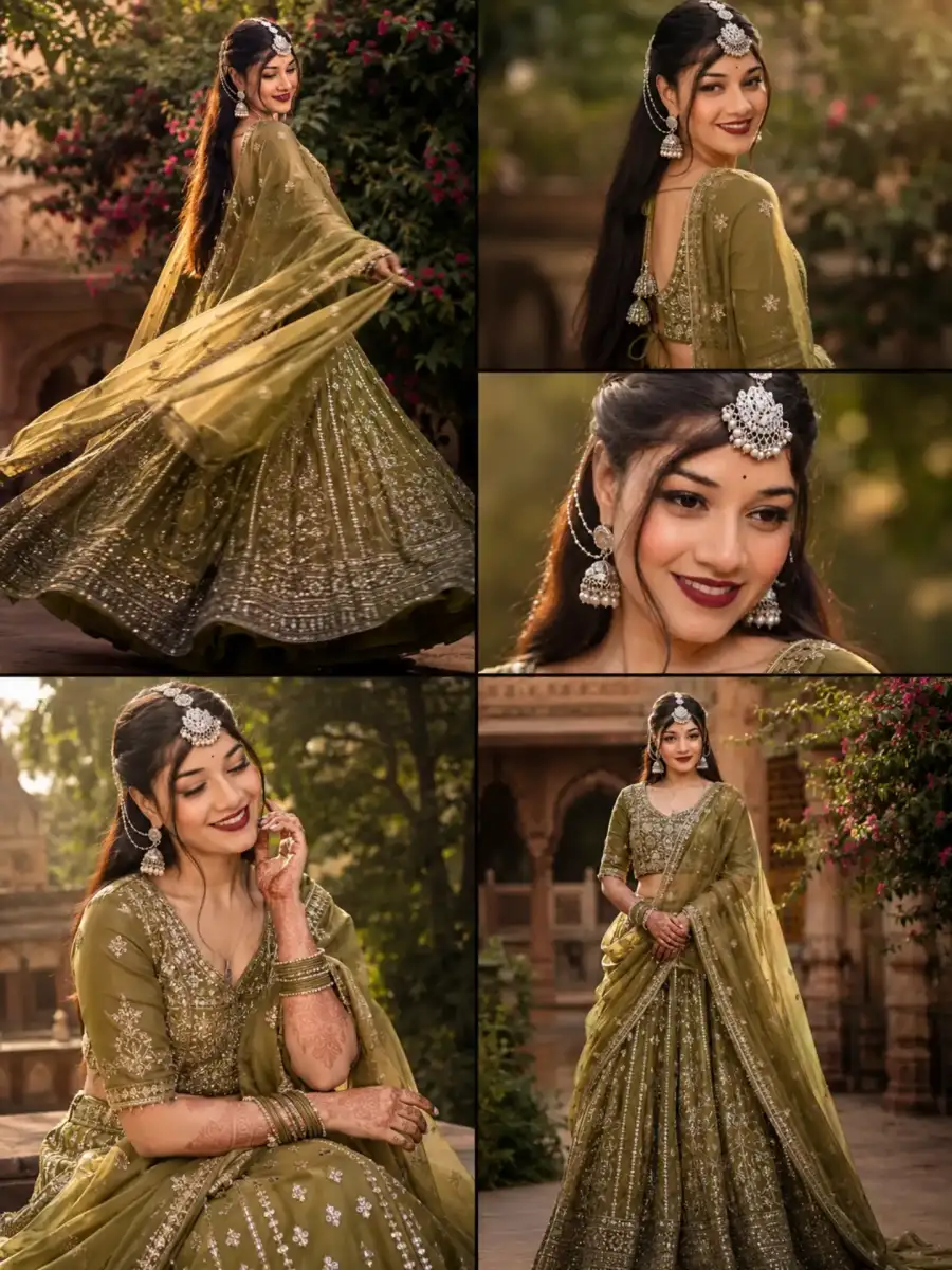 Chatgpt South Indian Woman green Lehenga,Prompts - AI photo editing prompt image