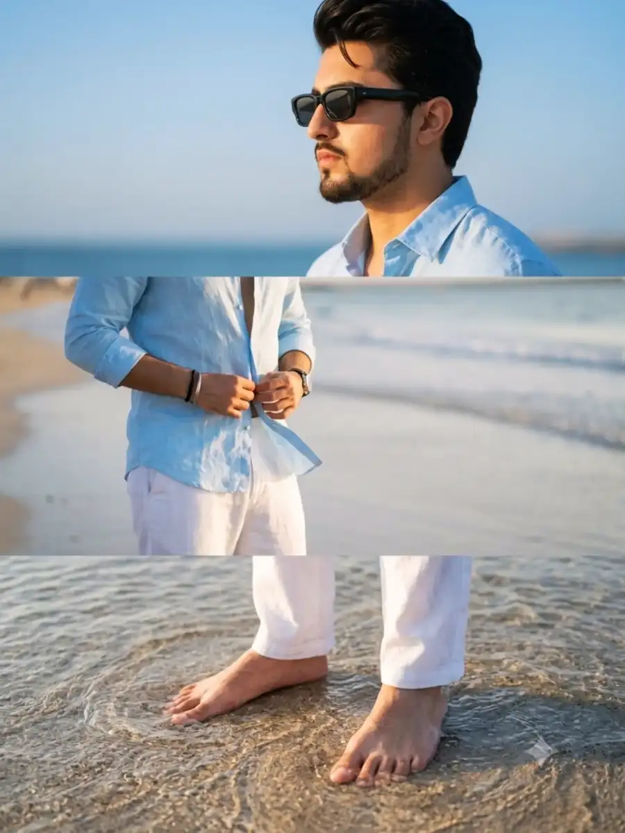 Cinematic Portrait Collage Boys Beach Prompts - AI photo editing prompt image