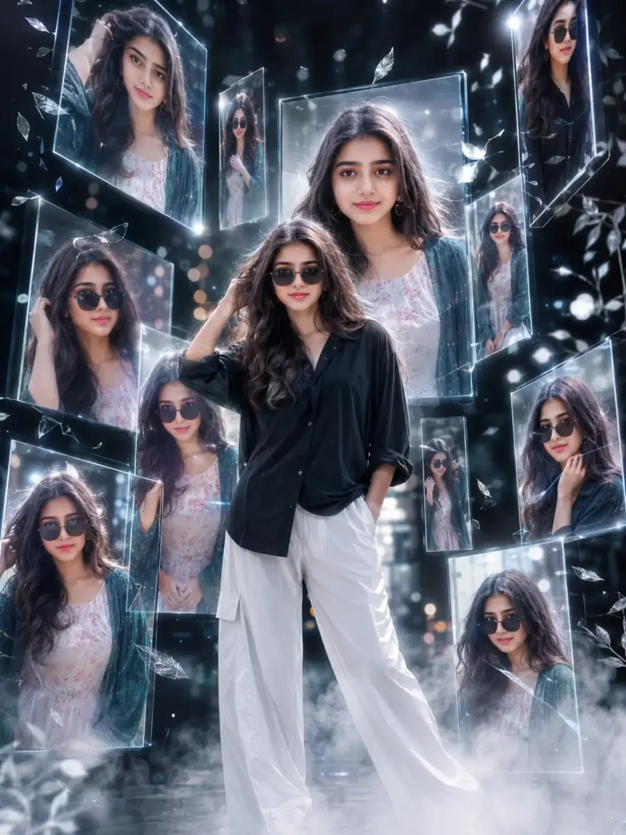 Collage Poster Girls Ai Photo Editing Prompts - AI photo editing prompt image