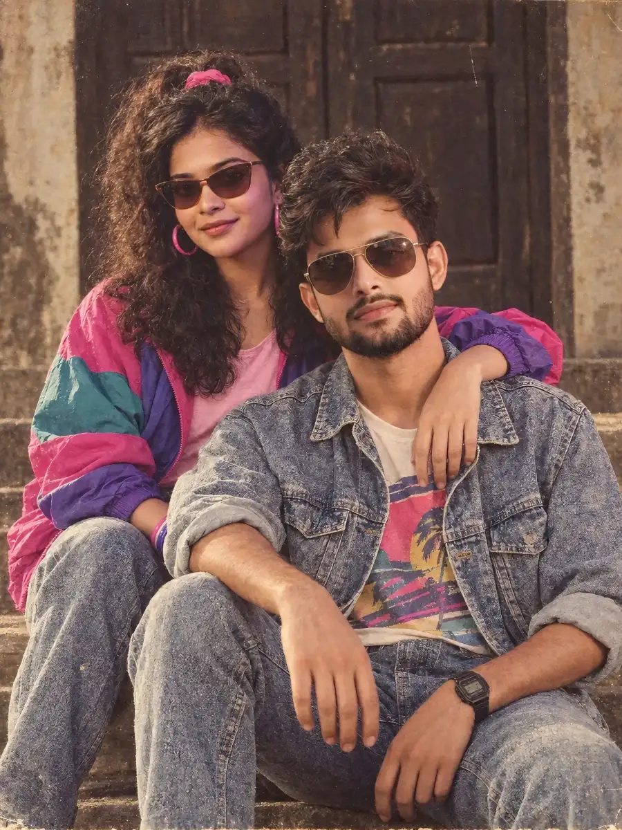 Couple 1980s Look Ai Photo Editing Prompts