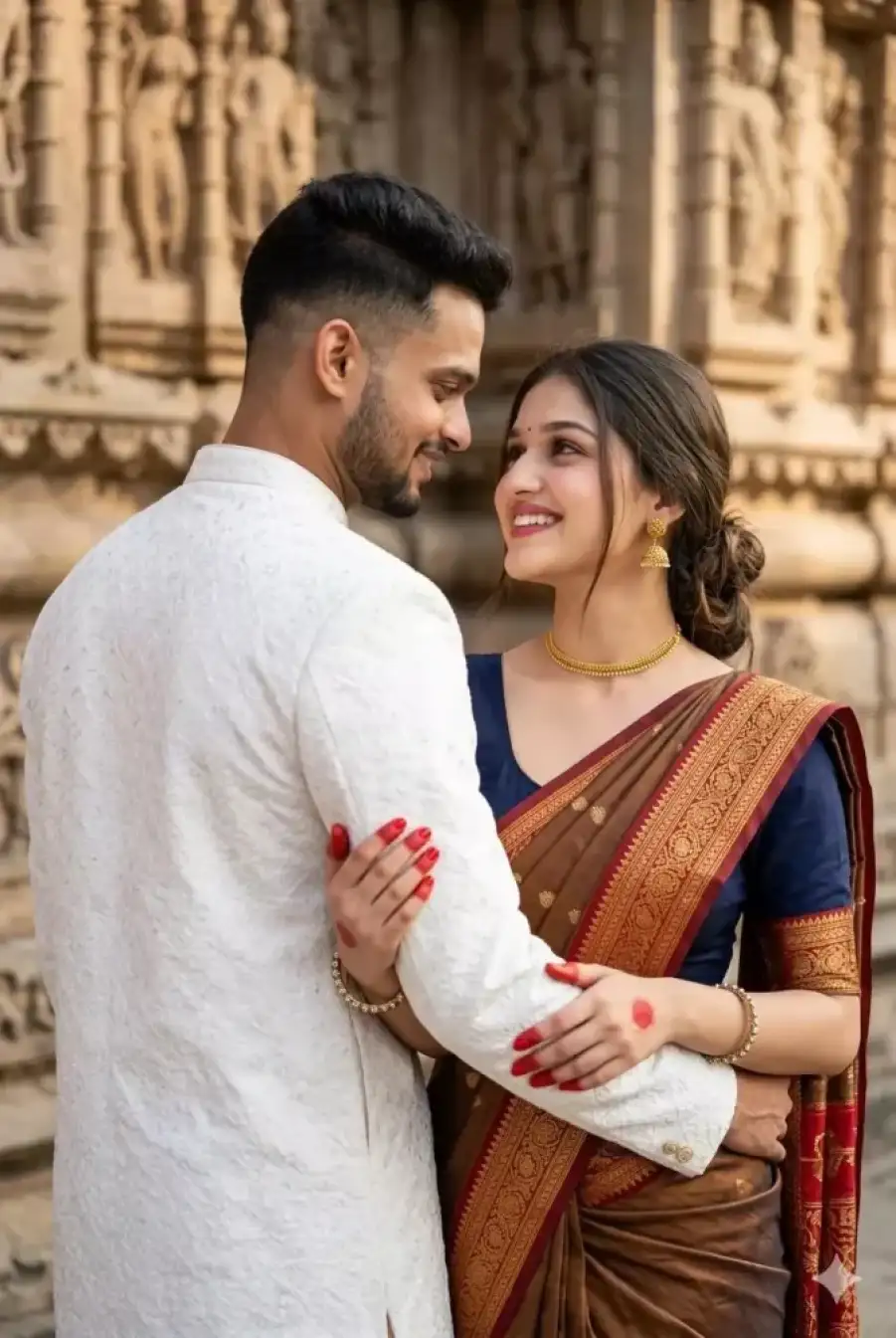 Couple Ai In Temple Photo Editing Trend - AI photo editing prompt image