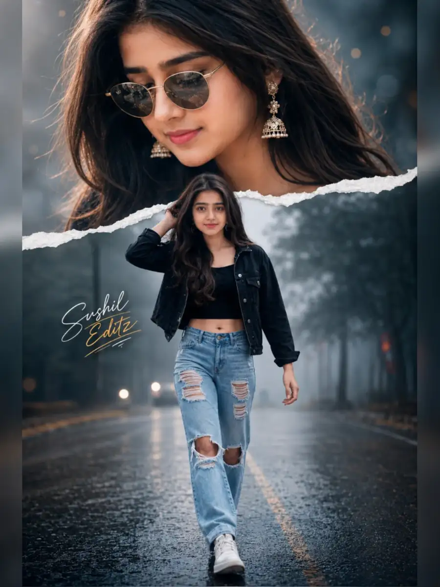 Double Exposure Girls Ai Photo Editing Prompt - AI photo editing prompt image