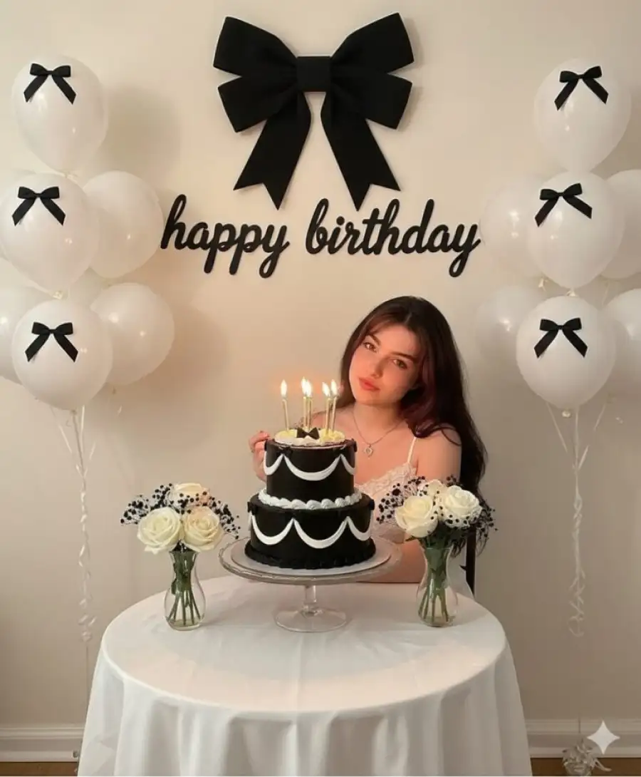 Gemini Birthday  Elegant Black And White Decorations   Prompts For Girls - AI photo editing prompt image