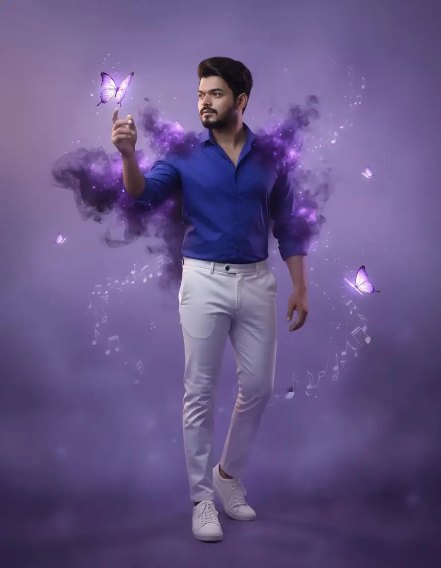 Gemini Boys Glowing Purple Butterfly Prompts