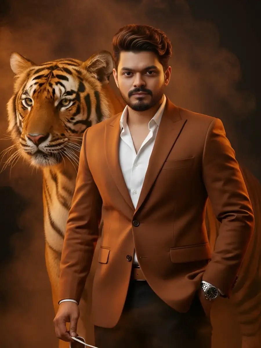 Gemini Boys Standing With Tigers Prompts