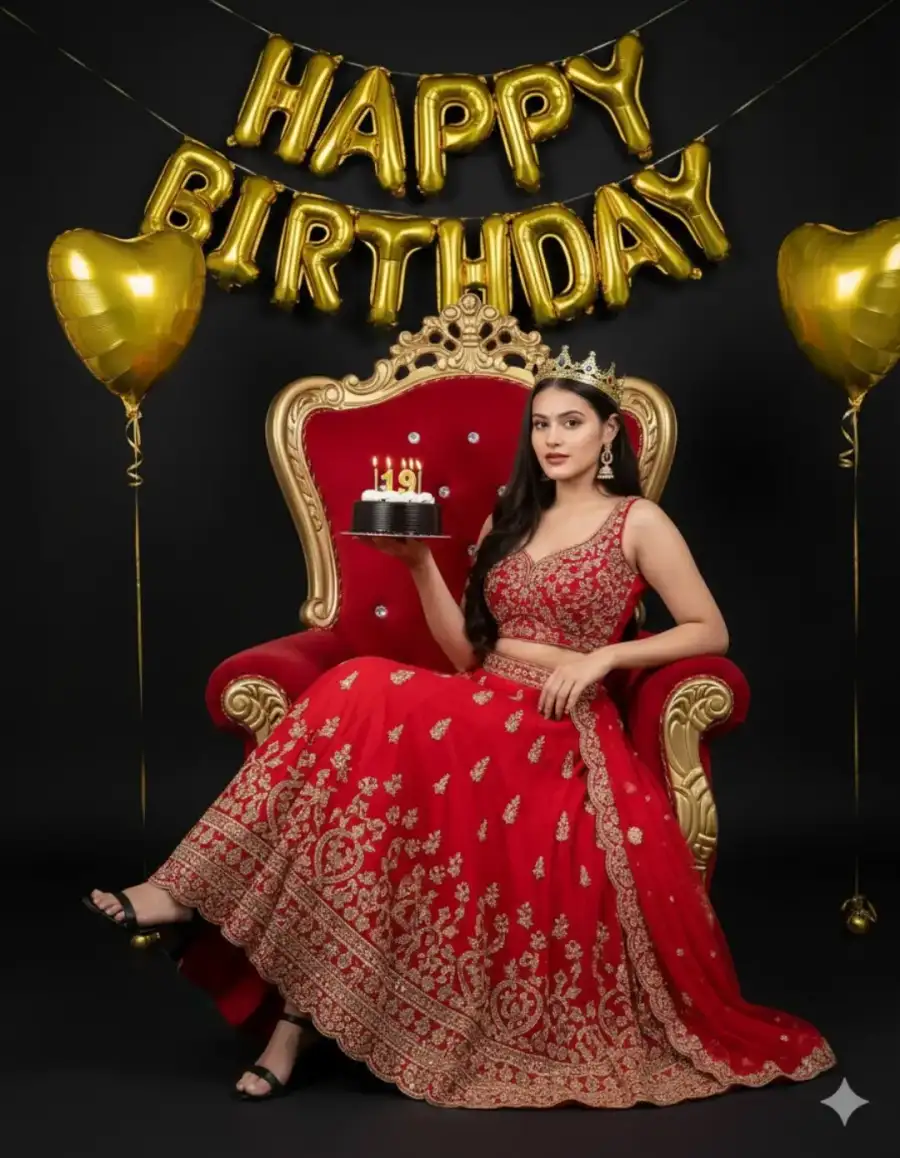 Gemini Girl He Girl Is Wearing A Red Lahnga Choli  Prompt - AI photo editing prompt image
