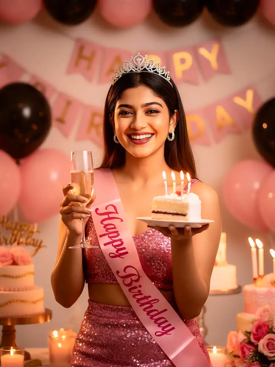 Gemini Girl Holding A Glass Of Champagne Prompt - AI photo editing prompt image