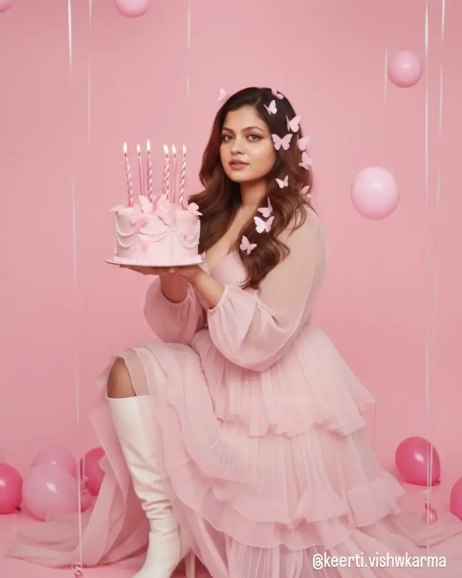 Gemini Girl Pink Studio Photoshoot Birthday Prompts - AI photo editing prompt image