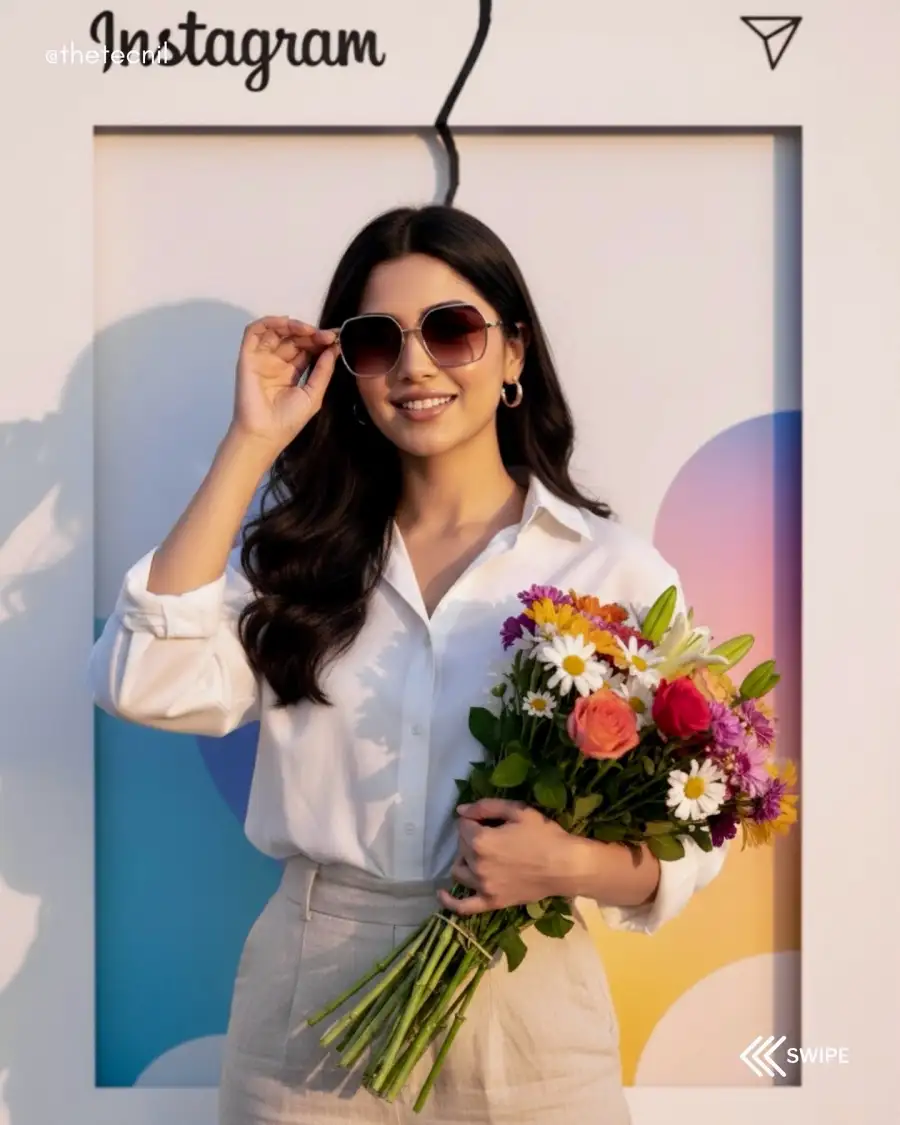 Gemini Girl Standing In Front Of A Instagram Background Pormpts