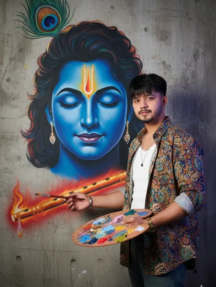 Gemini God Krishna Painting AI Photo Editing Prompts - AI photo editing prompt image