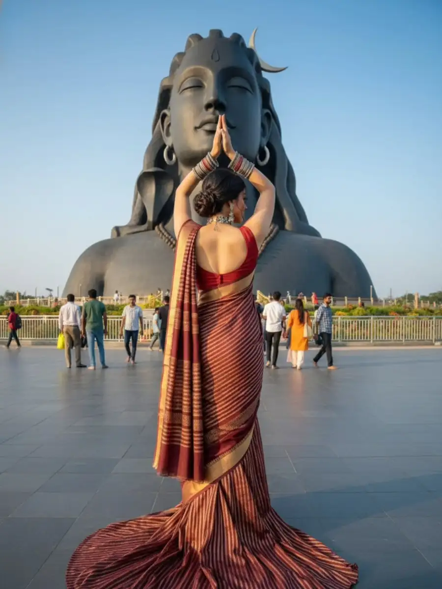 Gemini God Mahadev Aadiyogo Statue AI Photo Editing Prompt For Girls - AI photo editing prompt image
