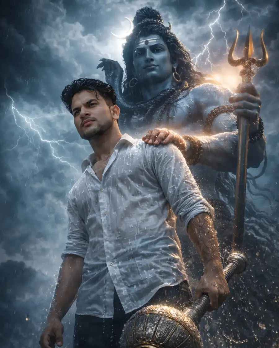 Gemini God Mahadev Hand On Boys Ai Photo Editing Prompts - AI photo editing prompt image