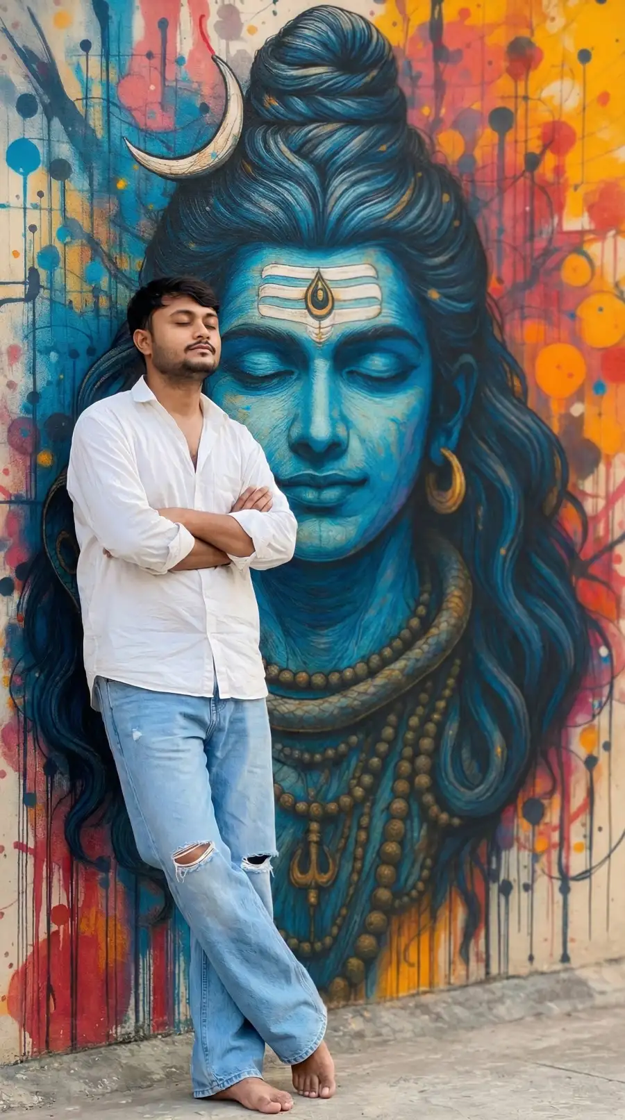 Gemini God Mahadev Wall Paint AI Photo Editing Prompt - AI photo editing prompt image