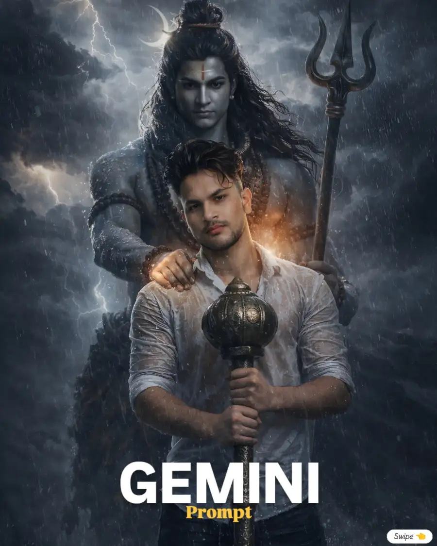 Gemini God Shiva With Boys Ai Photo Editing Prompts - AI photo editing prompt image