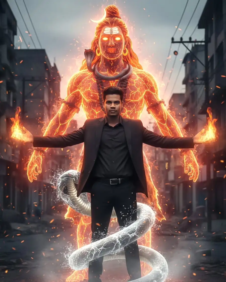 Gemini Hanuman Ji Fire Ai Photo Editing Prompts - AI photo editing prompt image