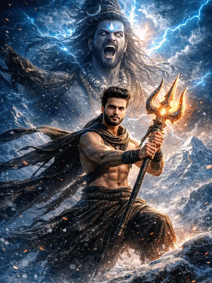 Gemini Mahadev Boys With Trishul AI Photo Editing Prompts - AI photo editing prompt image