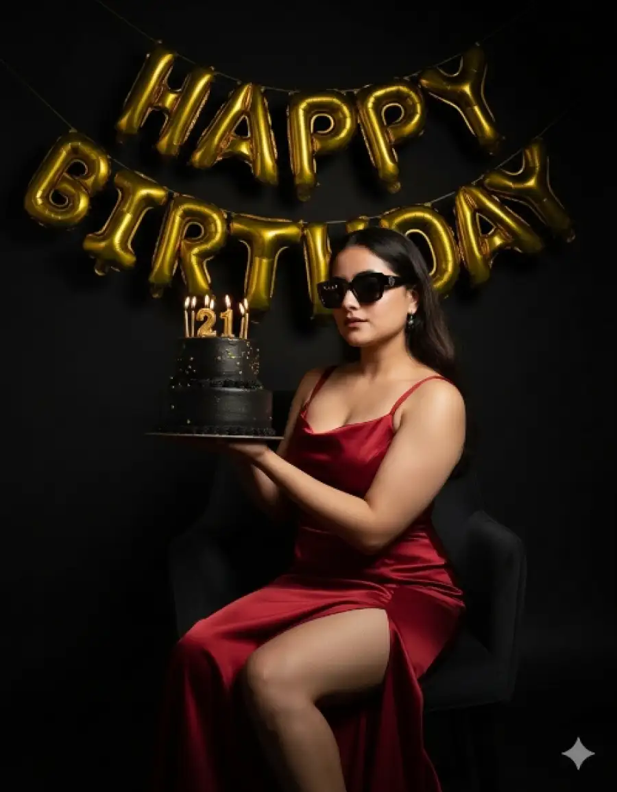 Girl Gemini  Birthday Cake In My Hand  Prompts - AI photo editing prompt image