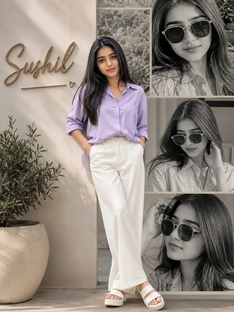 Girls In Lavender Shirts  Ai Photo Editing Prompts For Chatgpt - AI photo editing prompt image