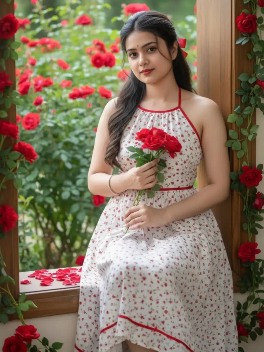 Girls Surrounded By Vibrant Red Roses Gemini Prompts Girls Surrounded By Vibrant Red Roses Gemini Prompts