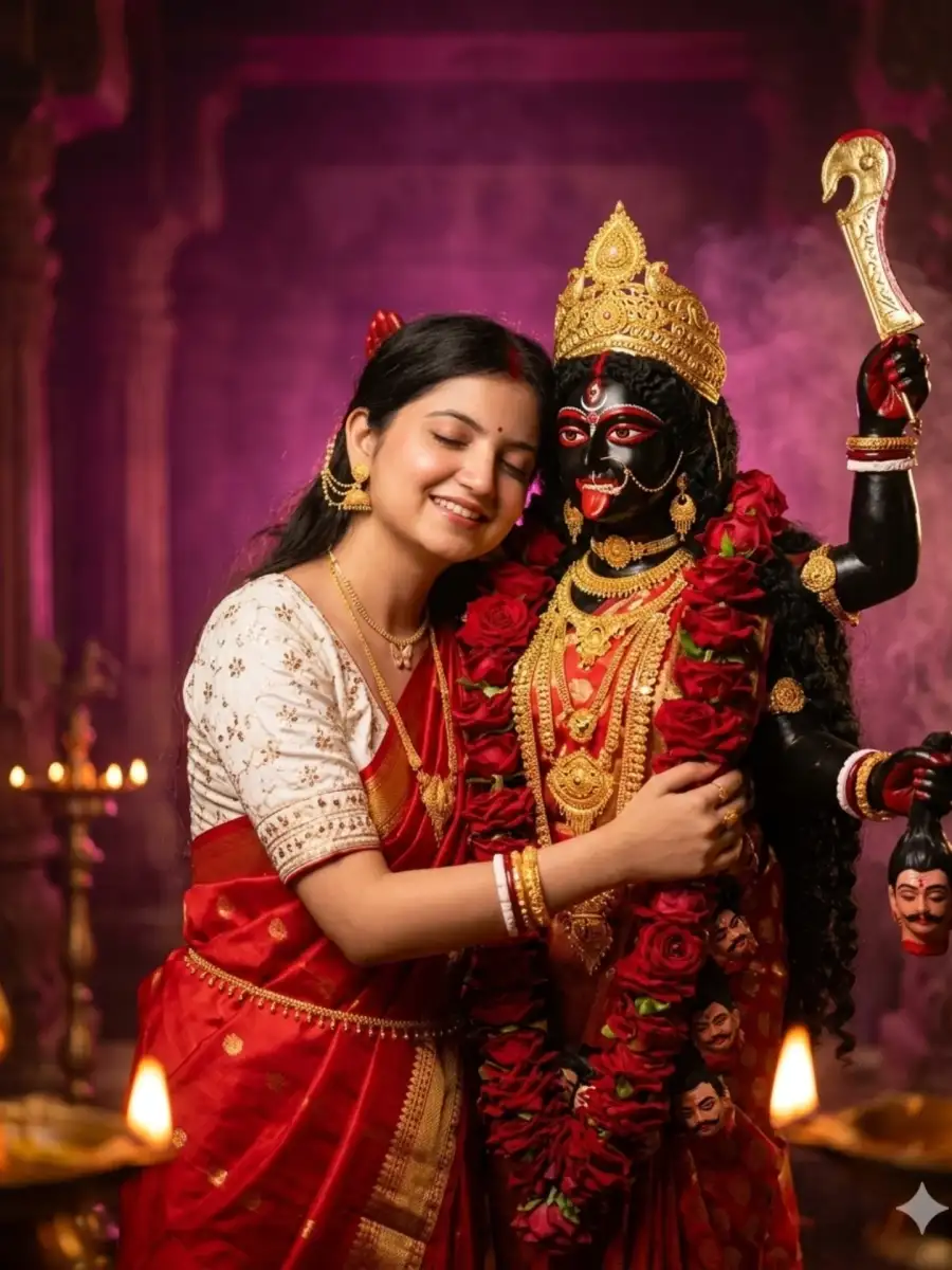Girls With Maa Durga AI Photo Editing Prompts - AI photo editing prompt image