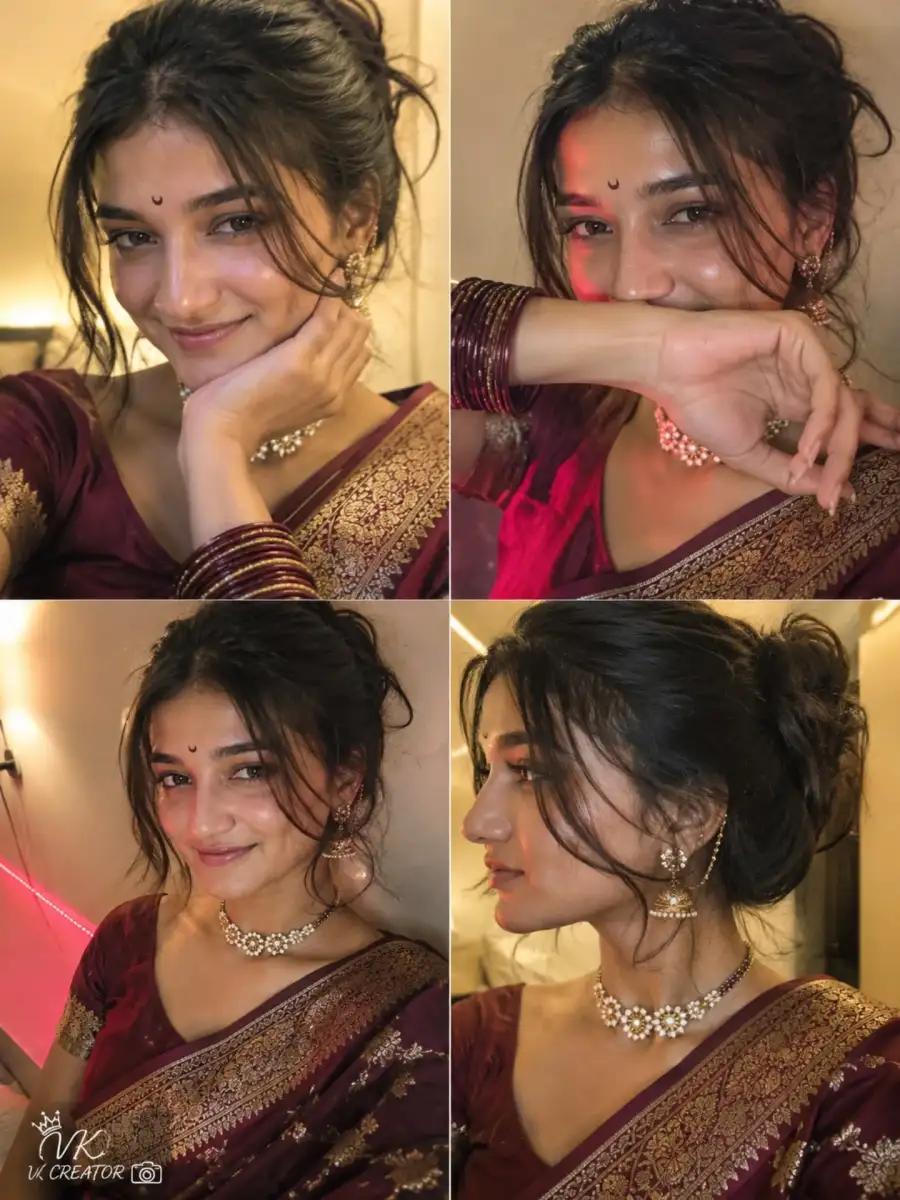 Indian Girl Four Panle Collage Ai Photo Editing Prompts Indian Girl Four Panle Collage Ai Photo Editing Prompts - AI photo editing prompt image