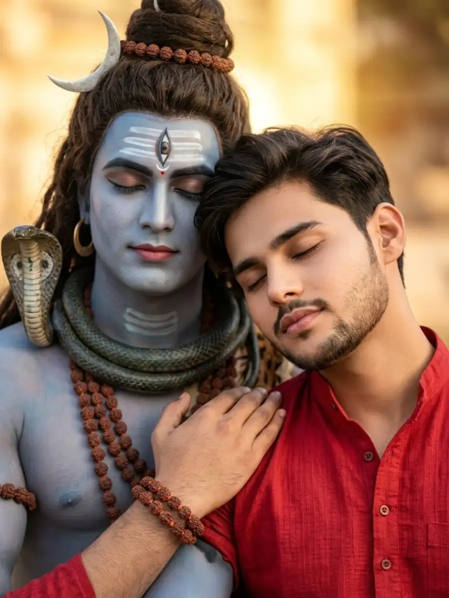 Mahadev Hugging AI Photo Editing Prompts - AI photo editing prompt image