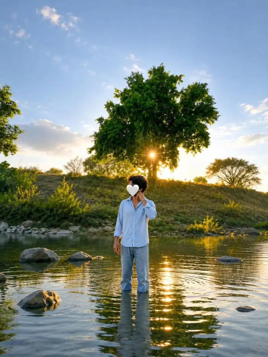 Man Chatgpt  Standing In Shallow Water Prompts - AI photo editing prompt image