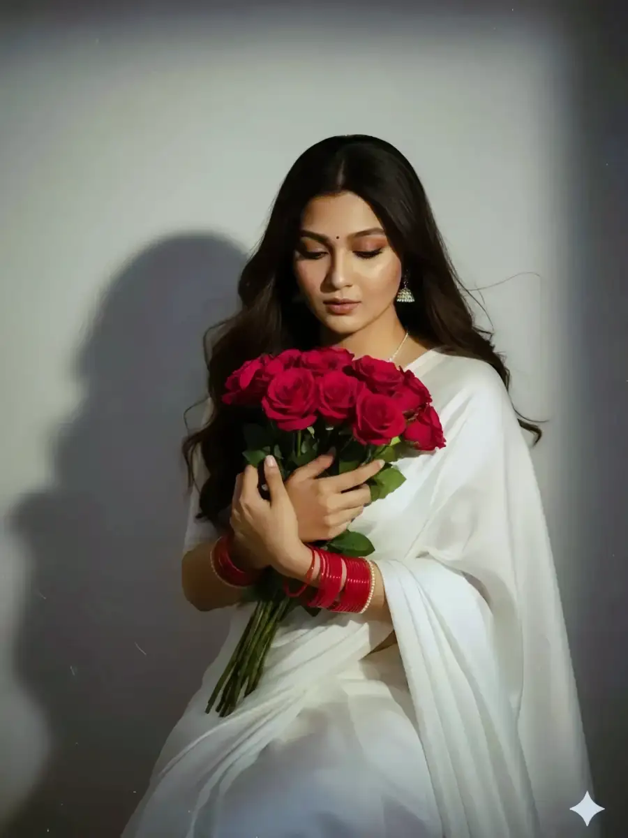 Retro Vintage Girls With Red Rose Editing Prompts