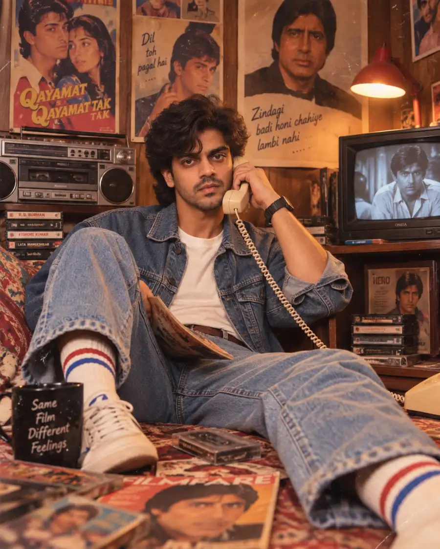 1980s Bollywood Bedroom  Photo Editing Prompts