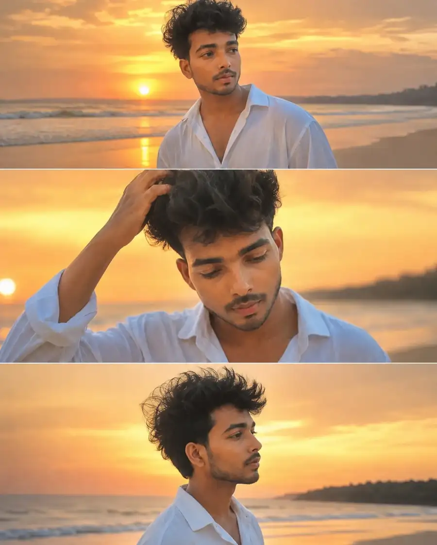 Sunset Beach Chatgpt Boys Vertical Collage Prompts - AI photo editing prompt image