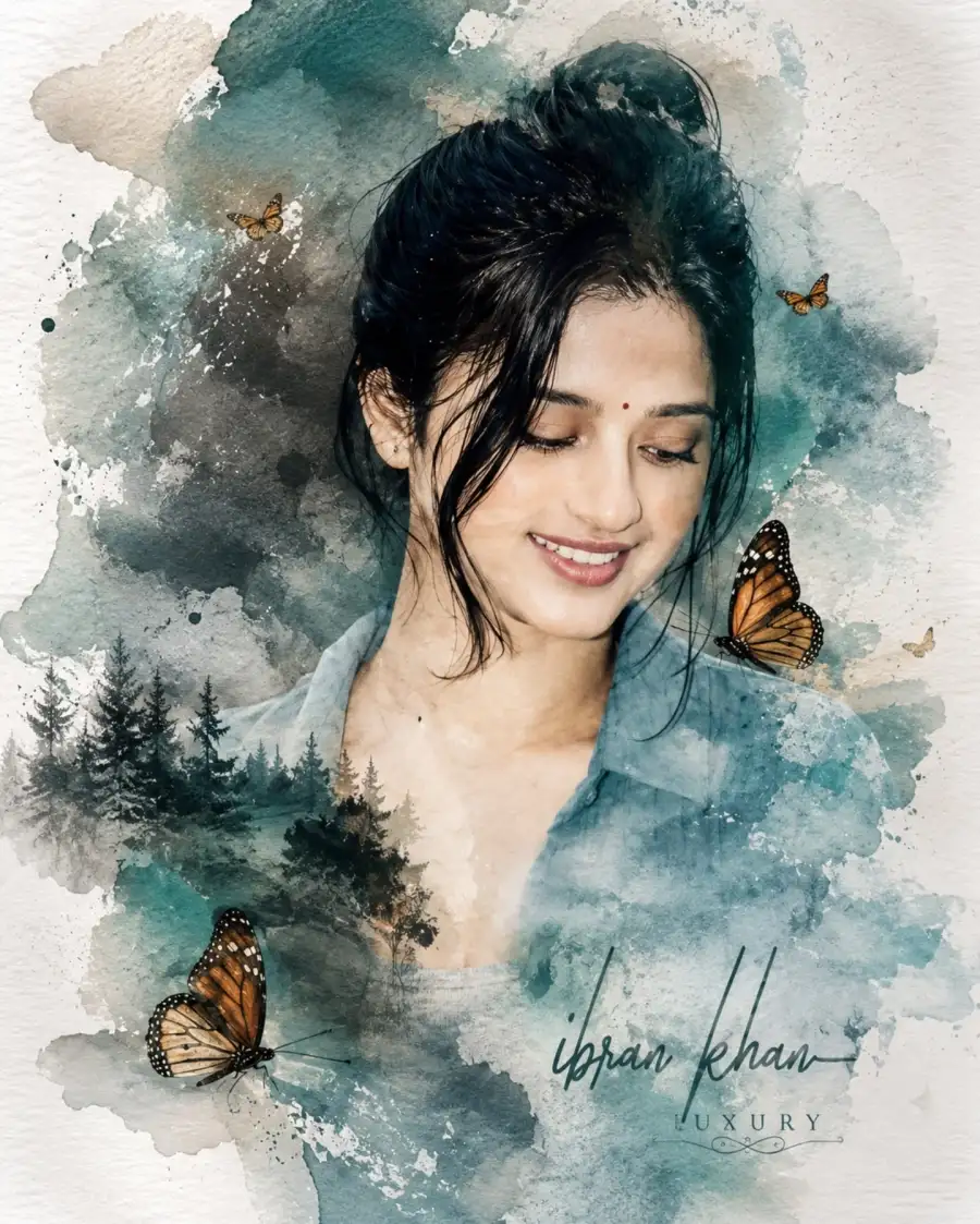 Young Woman Butterfly Ai Prompts For Editing - AI photo editing prompt image